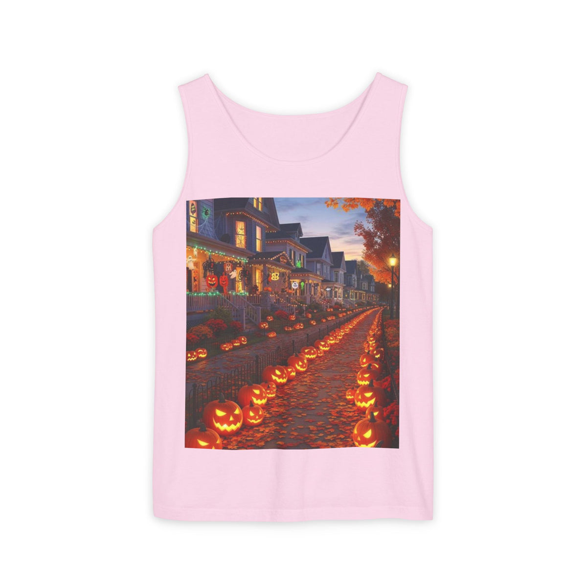 Halloween Pumpkin-Lit Street Tank Top (Woman)