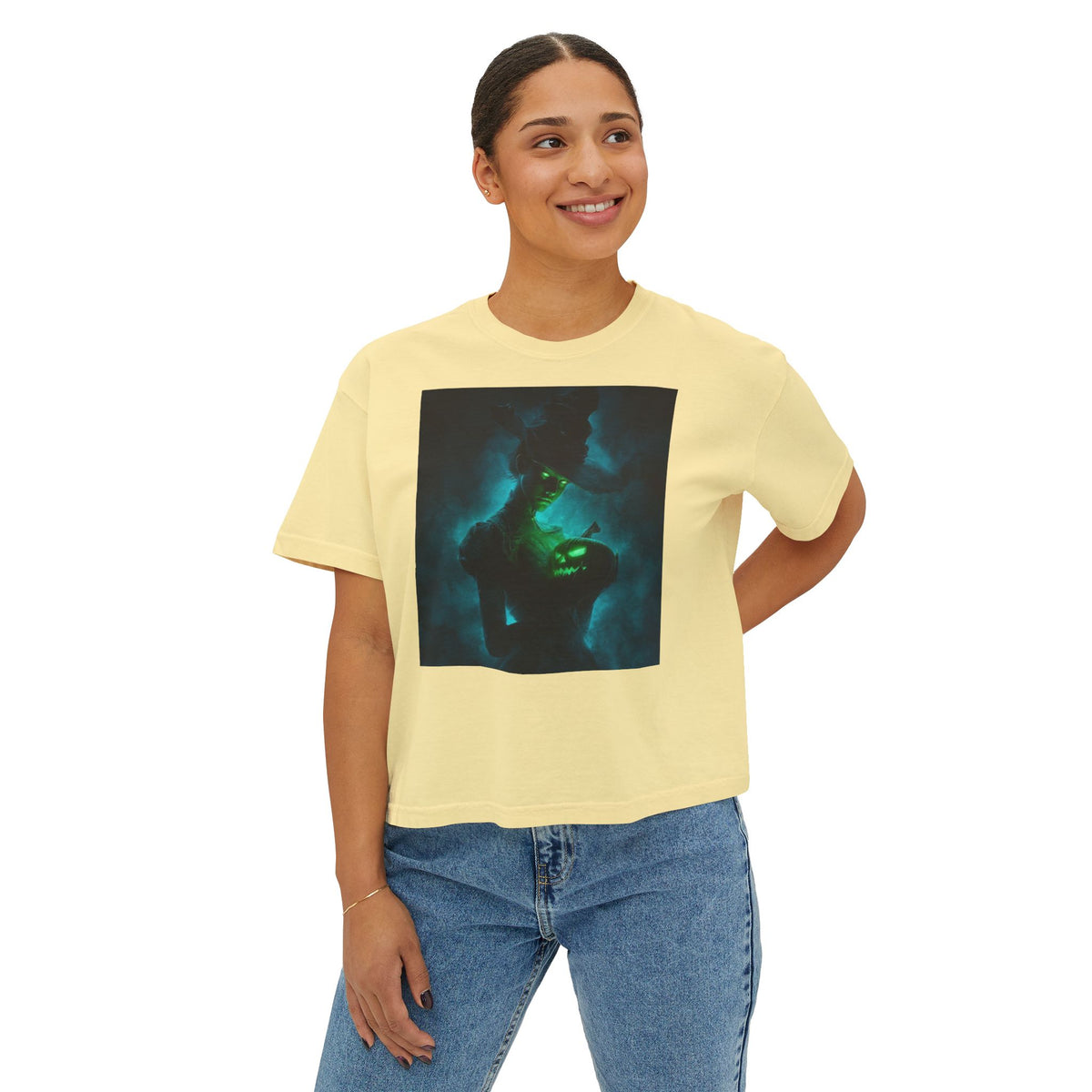 Women's Boxy Tee – Mystical Green Siren Portrait