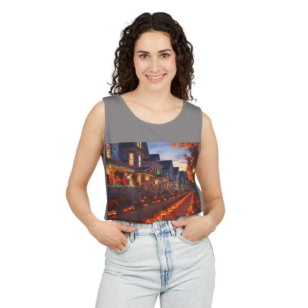 Halloween Pumpkin-Lit Street Tank Top (Woman)
