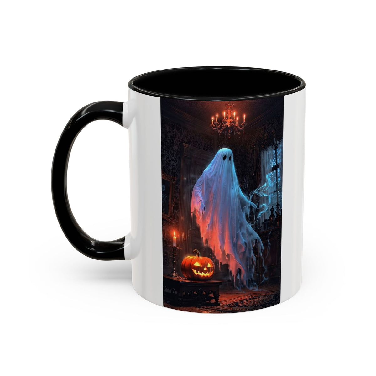 Halloween Ghost and Pumpkin Accent Coffee Mug