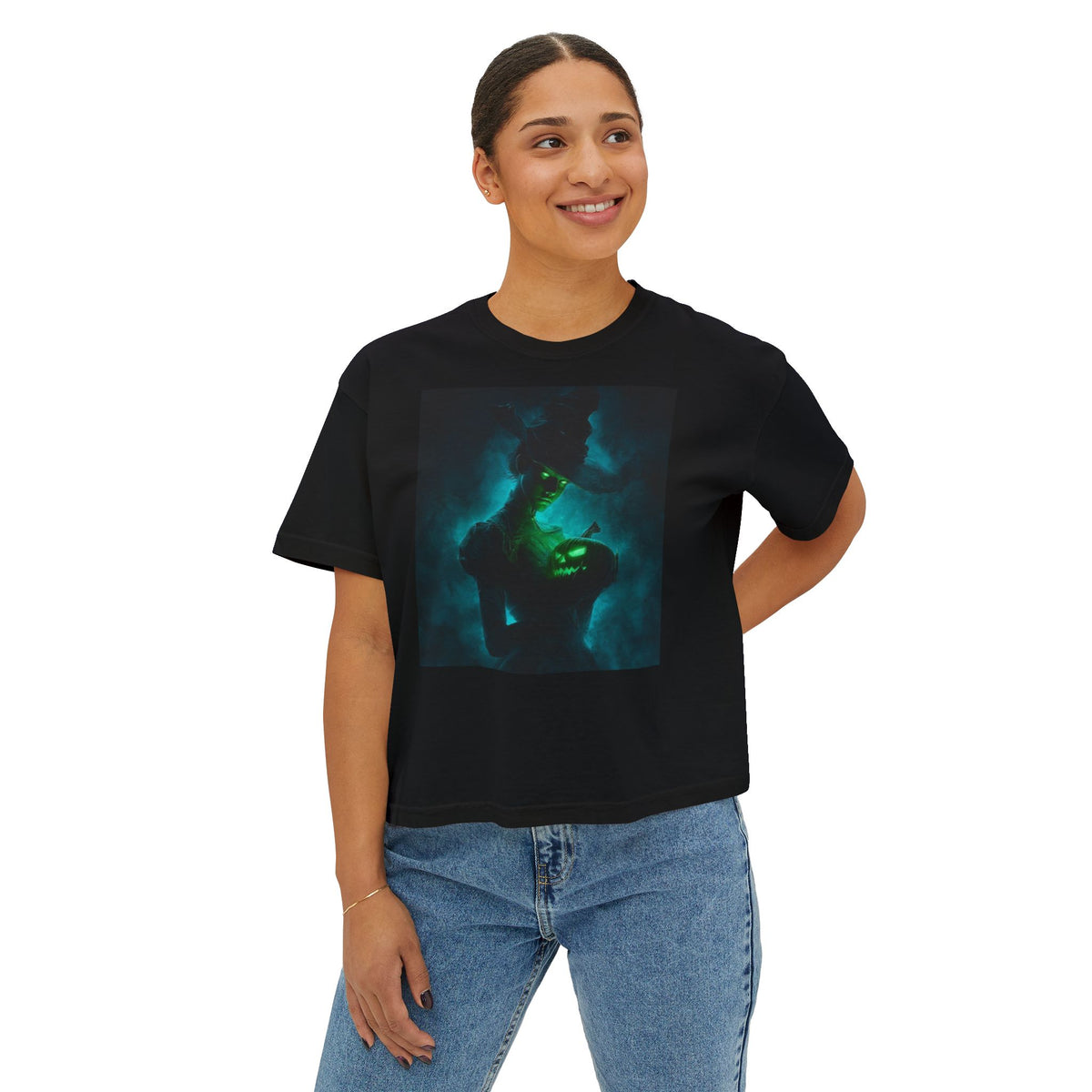 Women's Boxy Tee – Mystical Green Siren Portrait