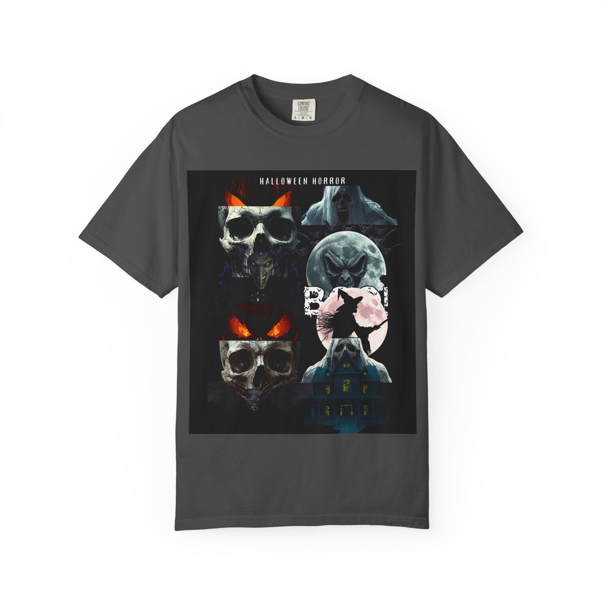 Halloween Horror Skull T-Shirt — Retro Moon & Mask Graphic