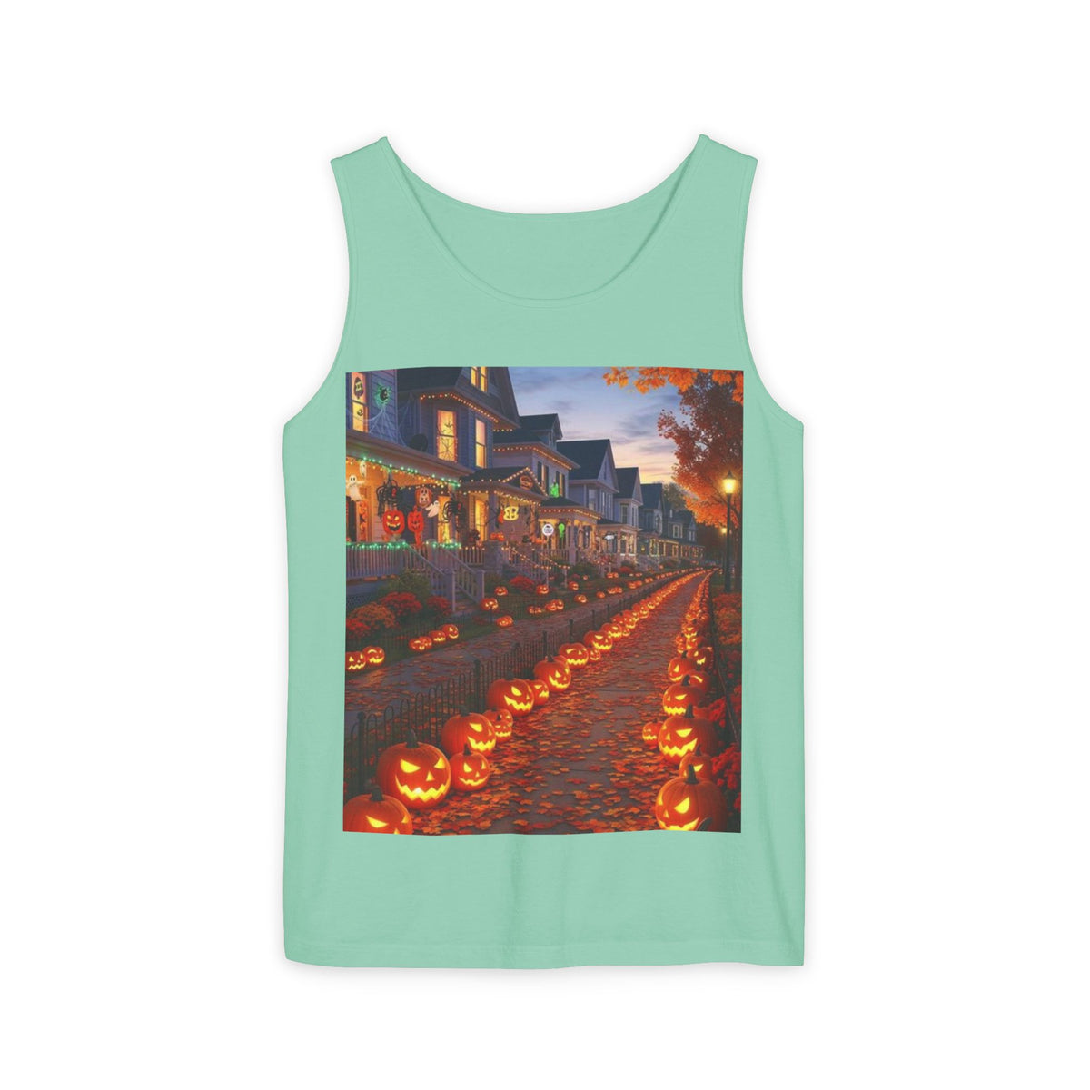Halloween Pumpkin-Lit Street Tank Top (Woman)