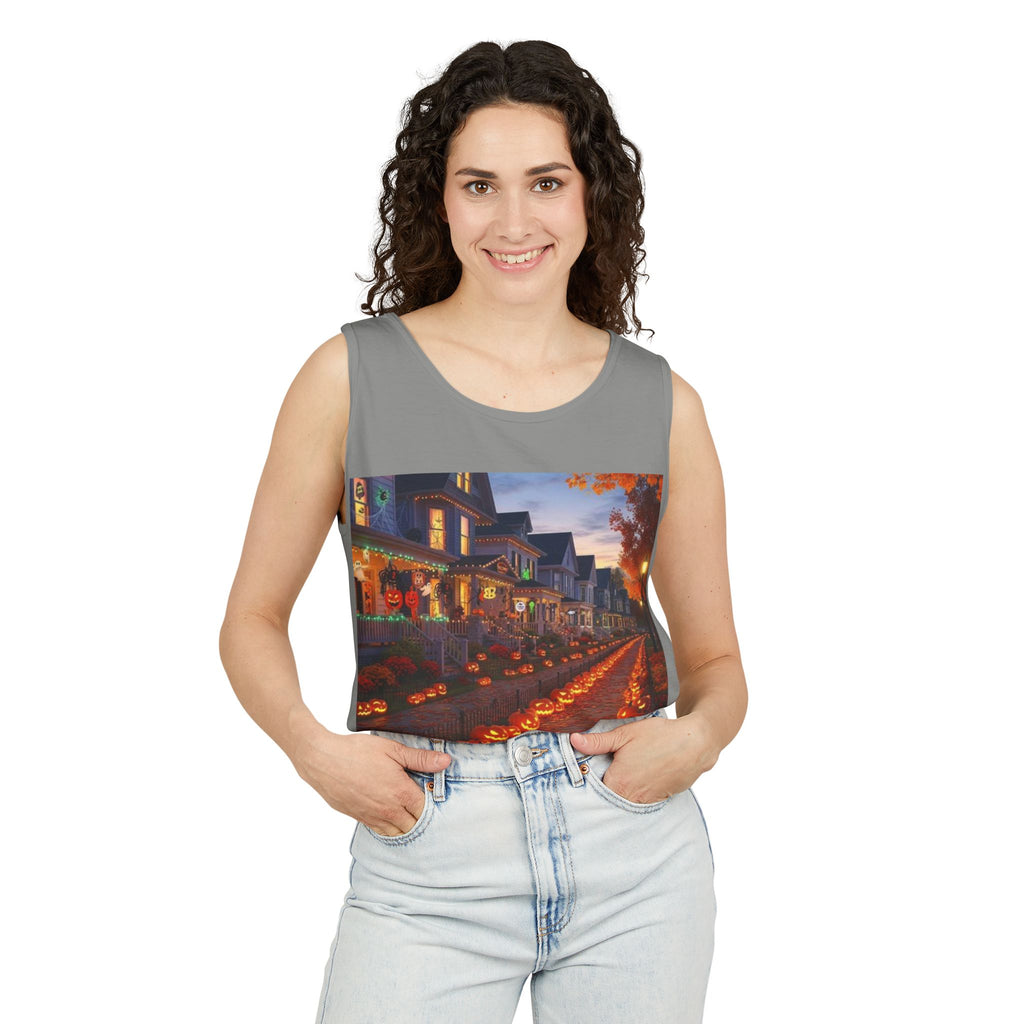 Halloween Pumpkin-Lit Street Tank Top (Woman)