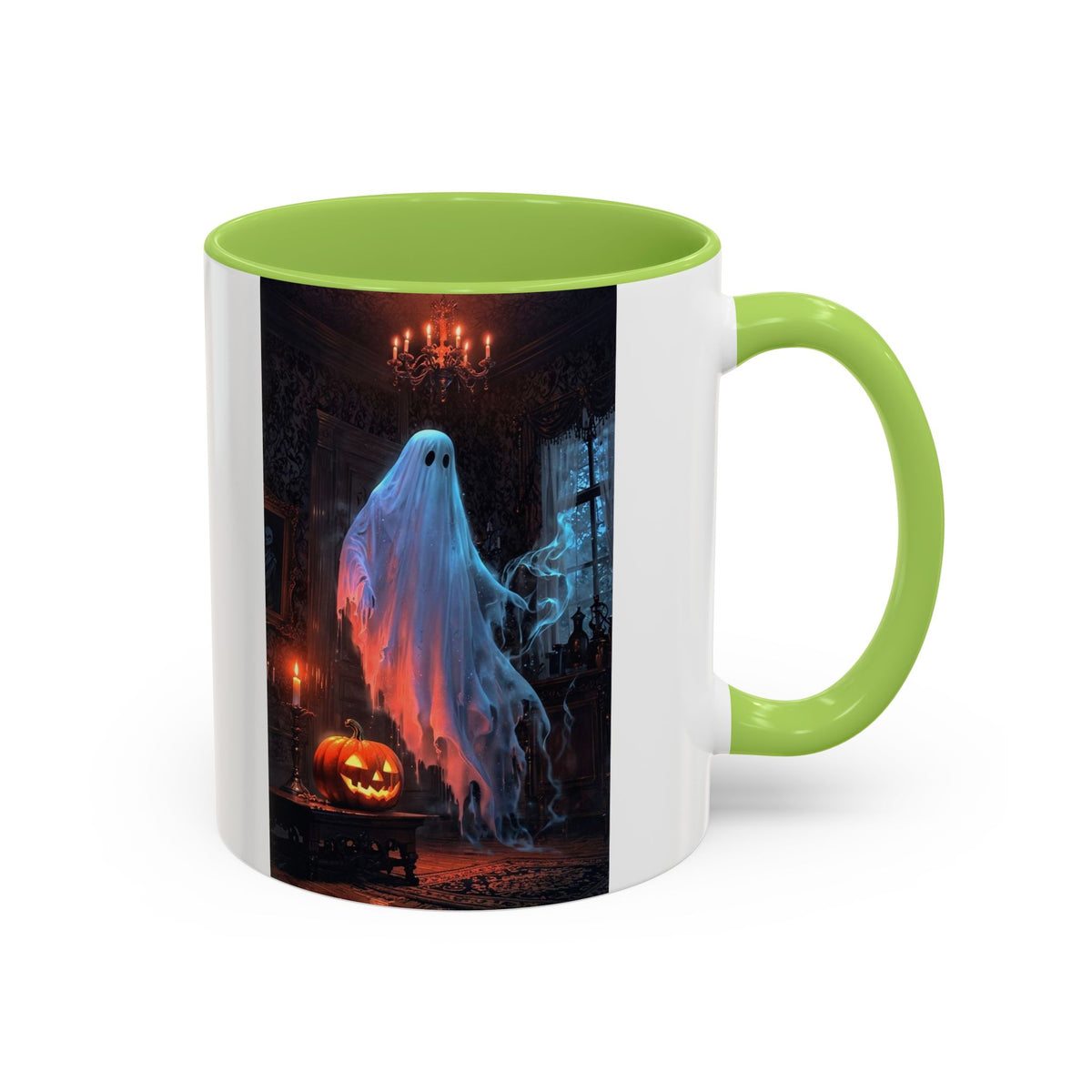Halloween Ghost and Pumpkin Accent Coffee Mug
