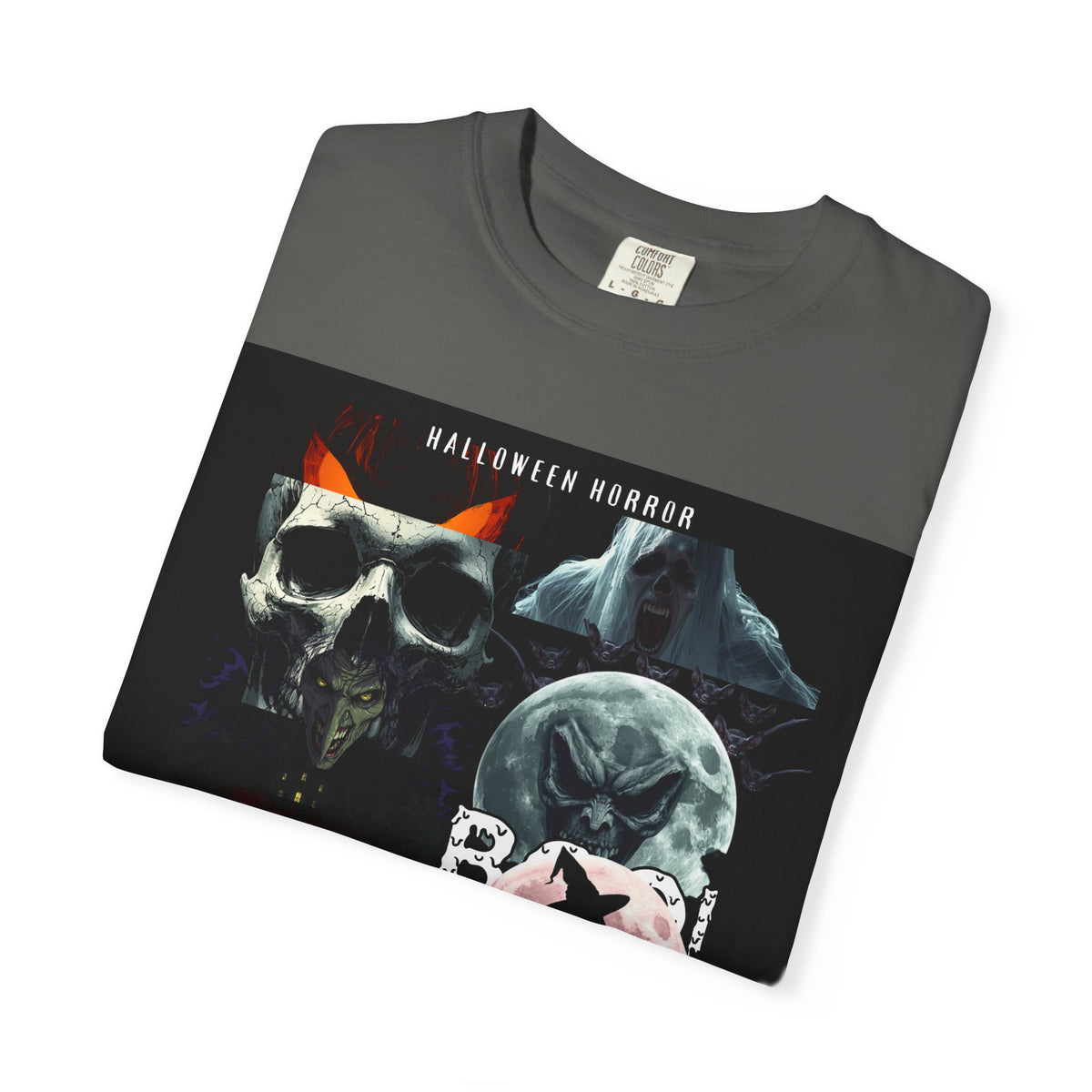 Halloween Horror Skull T-Shirt — Retro Moon & Mask Graphic