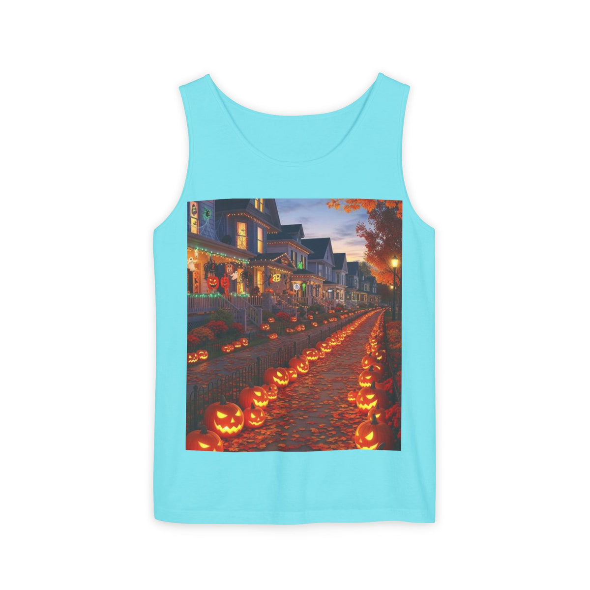 Halloween Pumpkin-Lit Street Tank Top (Woman)