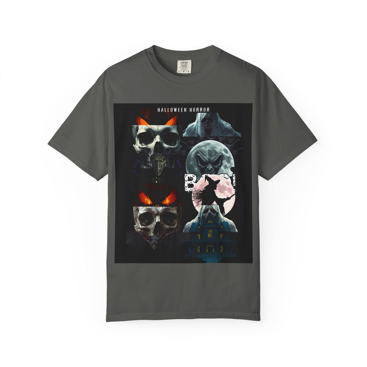 Halloween Horror Skull T-Shirt — Retro Moon & Mask Graphic