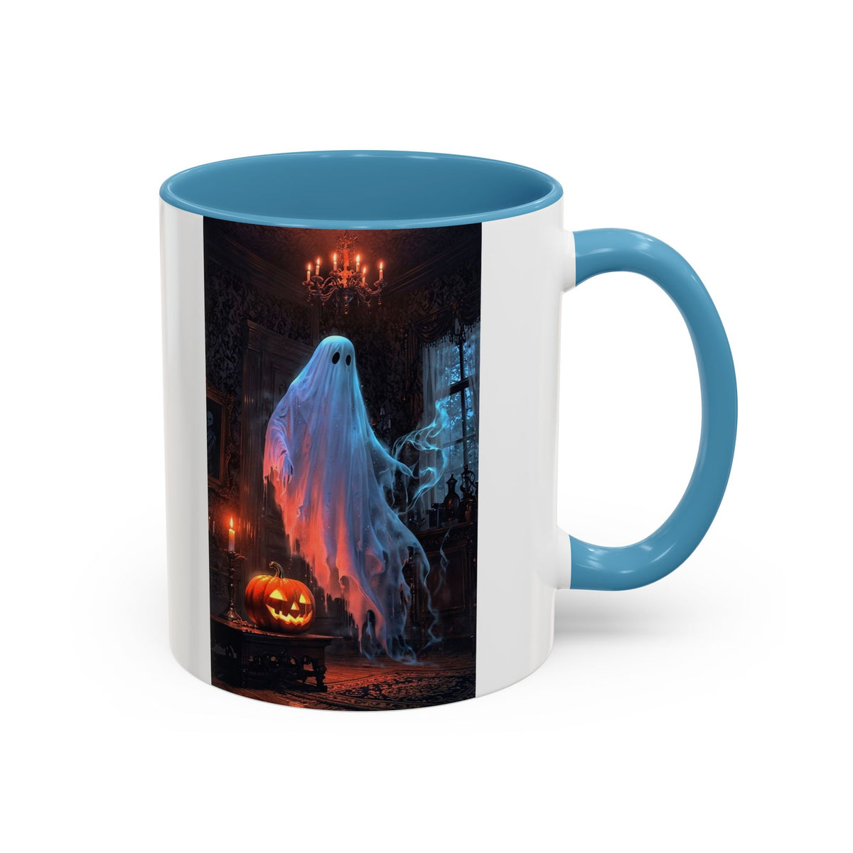 Halloween Ghost and Pumpkin Accent Coffee Mug
