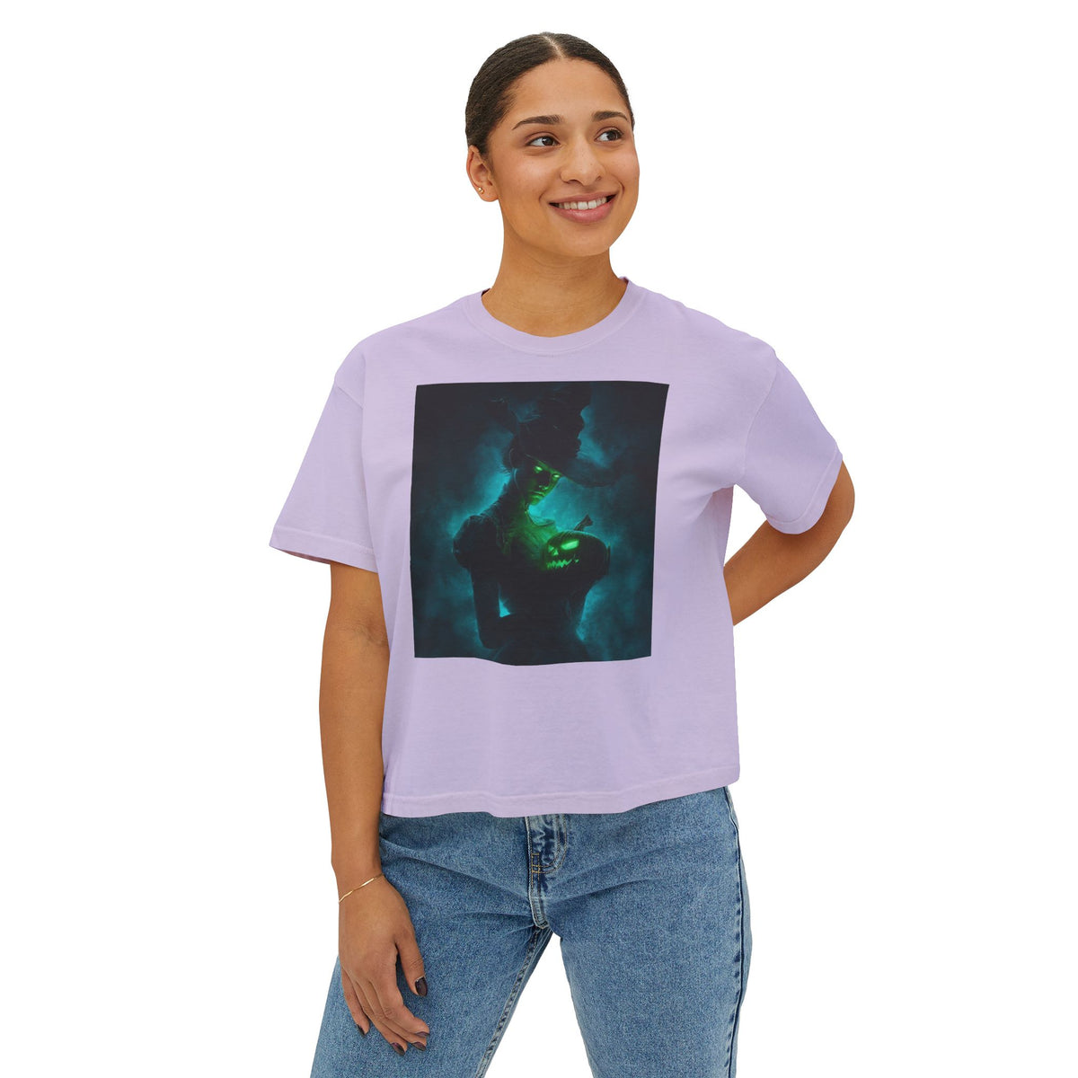 Women's Boxy Tee – Mystical Green Siren Portrait