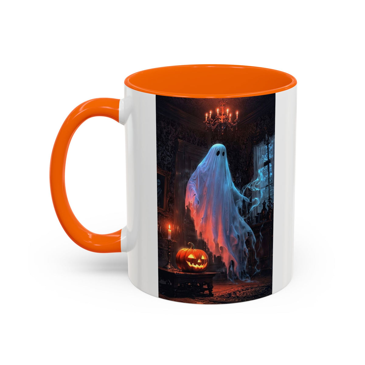 Halloween Ghost and Pumpkin Accent Coffee Mug