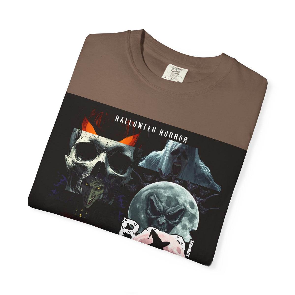 Halloween Horror Skull T-Shirt — Retro Moon & Mask Graphic