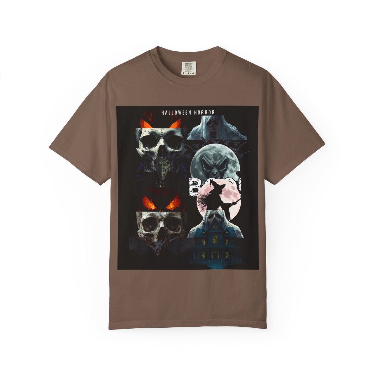 Halloween Horror Skull T-Shirt — Retro Moon & Mask Graphic