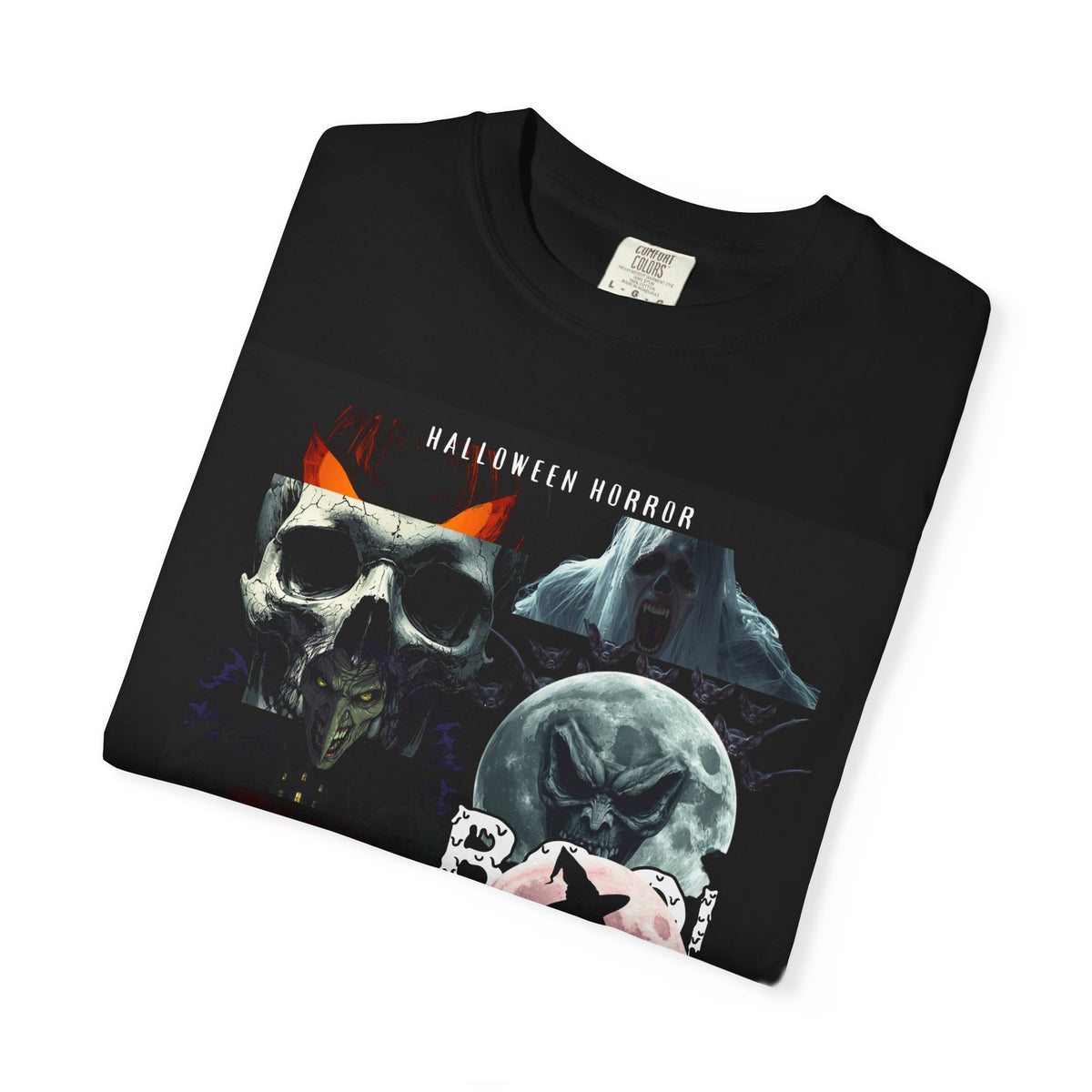 Halloween Horror Skull T-Shirt — Retro Moon & Mask Graphic