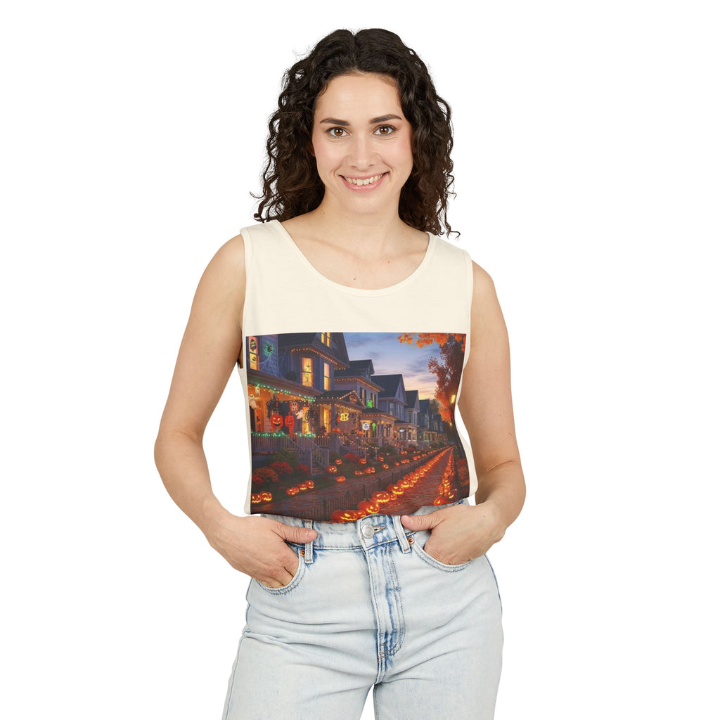Halloween Pumpkin-Lit Street Tank Top (Woman)