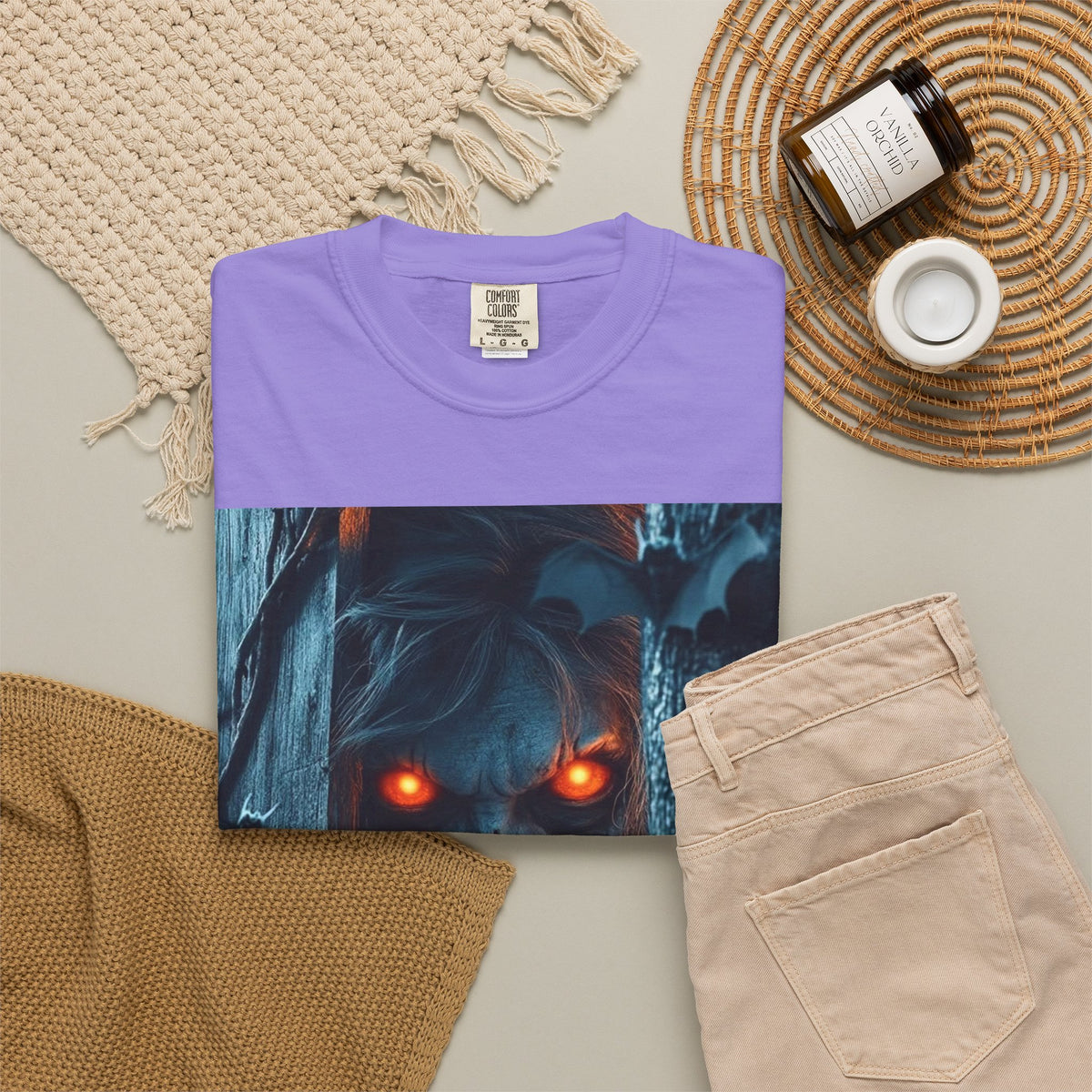 Halloween Werewolf Pumpkin Graphic T-Shirt (Man)