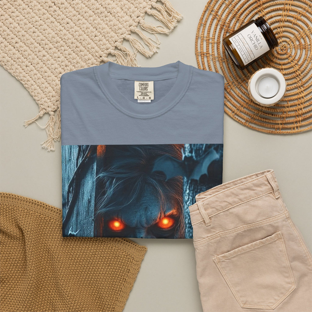 Halloween Werewolf Pumpkin Graphic T-Shirt (Man)