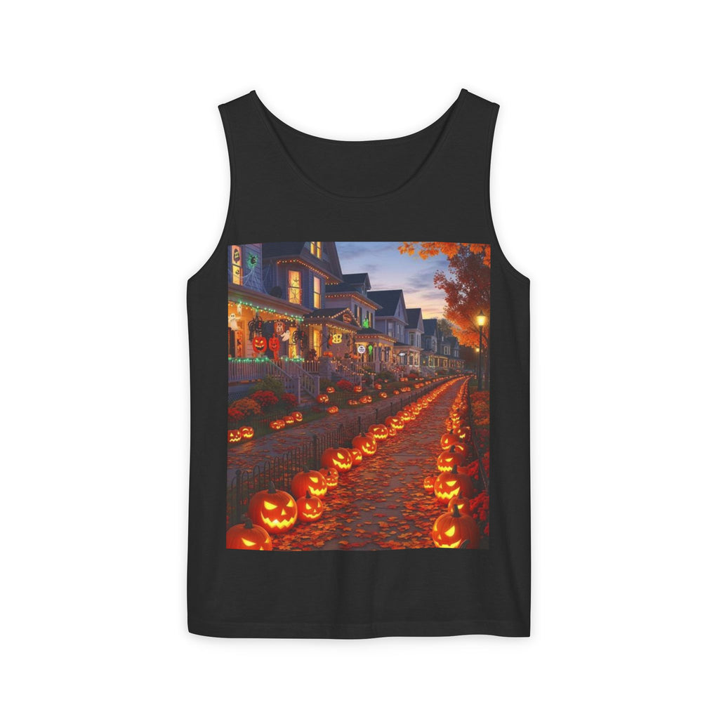 Halloween Pumpkin-Lit Street Tank Top (Woman)