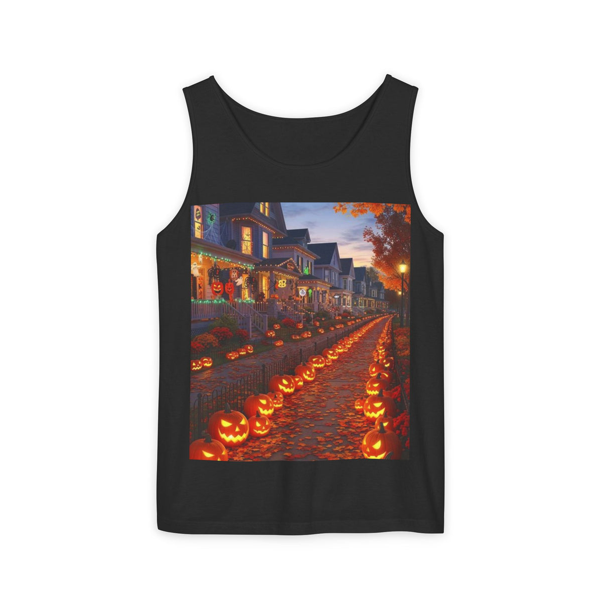 Halloween Pumpkin-Lit Street Tank Top (Woman)