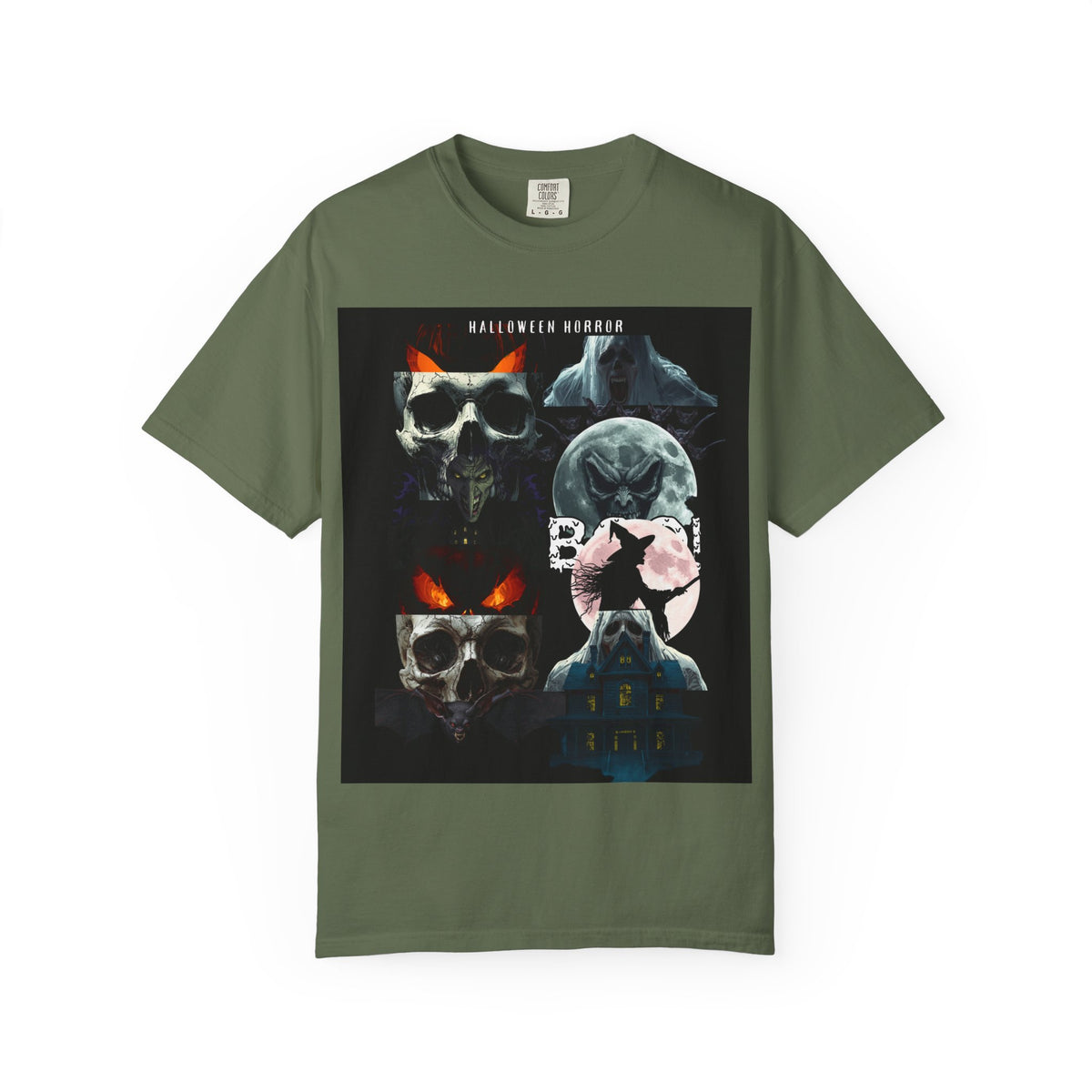 Halloween Horror Skull T-Shirt — Retro Moon & Mask Graphic