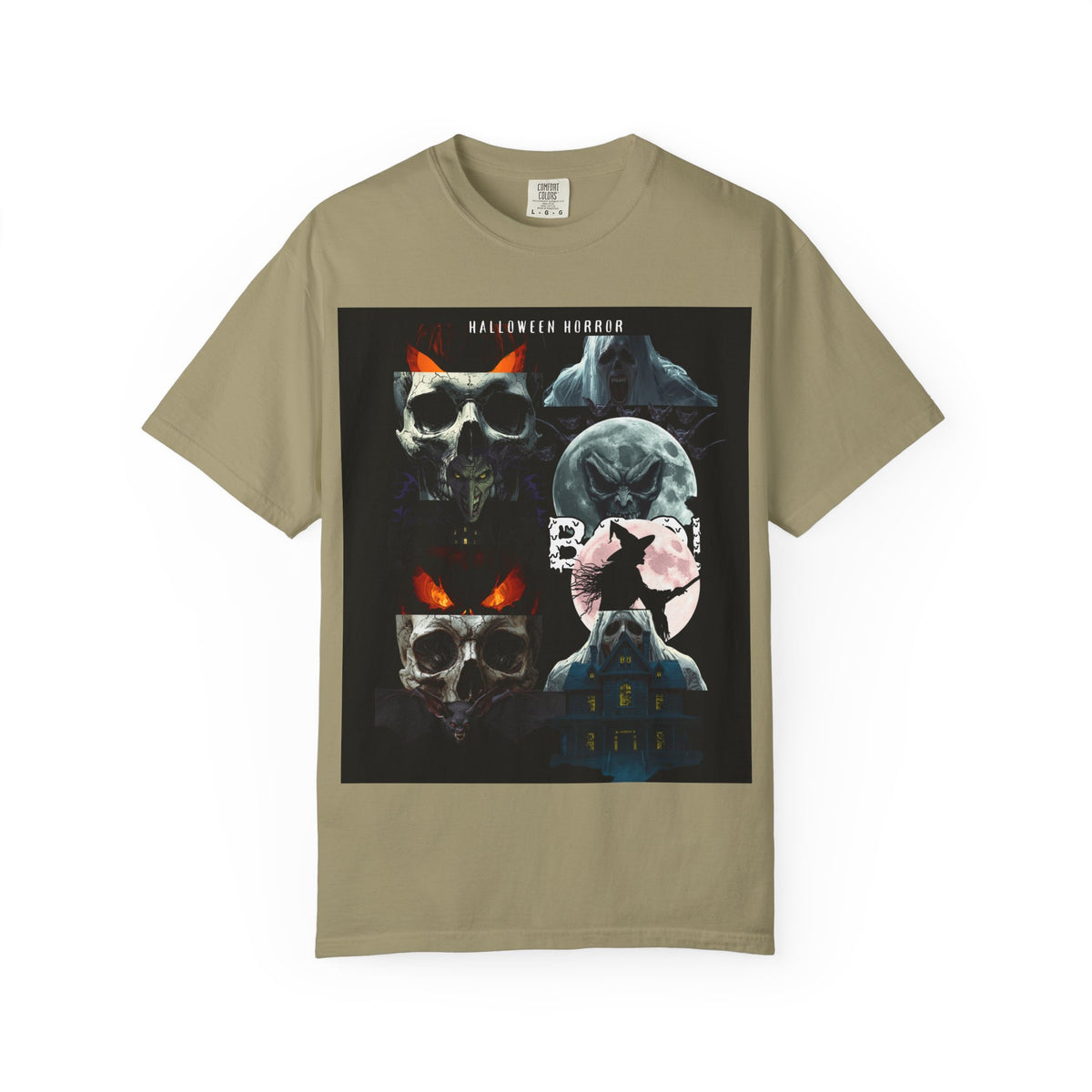 Halloween Horror Skull T-Shirt — Retro Moon & Mask Graphic