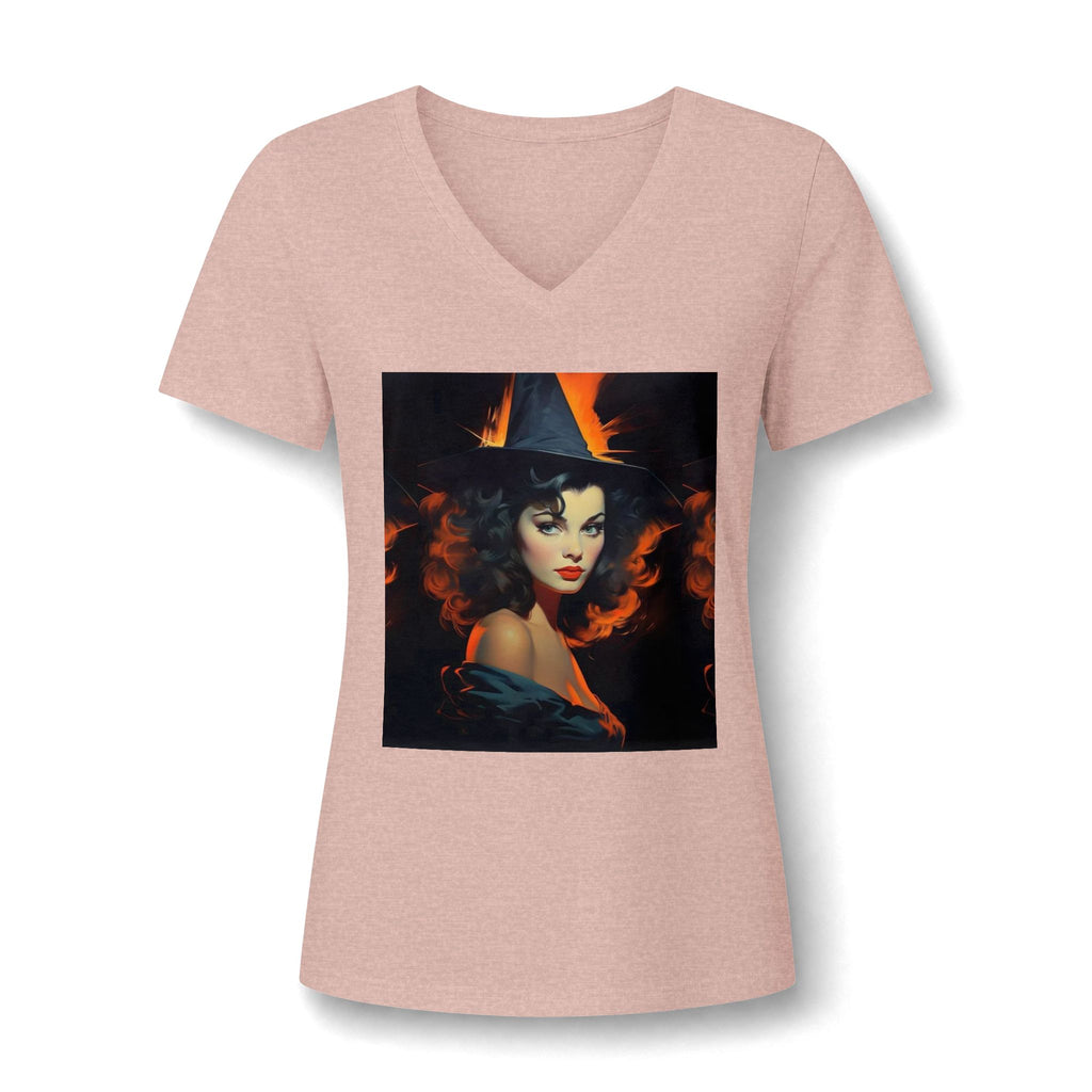 Women's V-Neck Tee – Mystical Halloween Witch Portrait