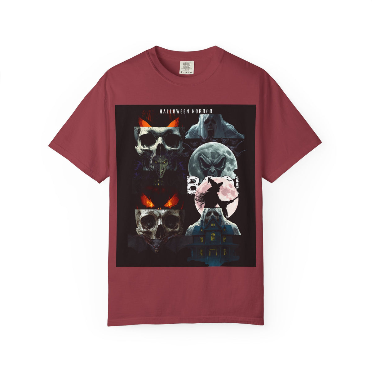 Halloween Horror Skull T-Shirt — Retro Moon & Mask Graphic