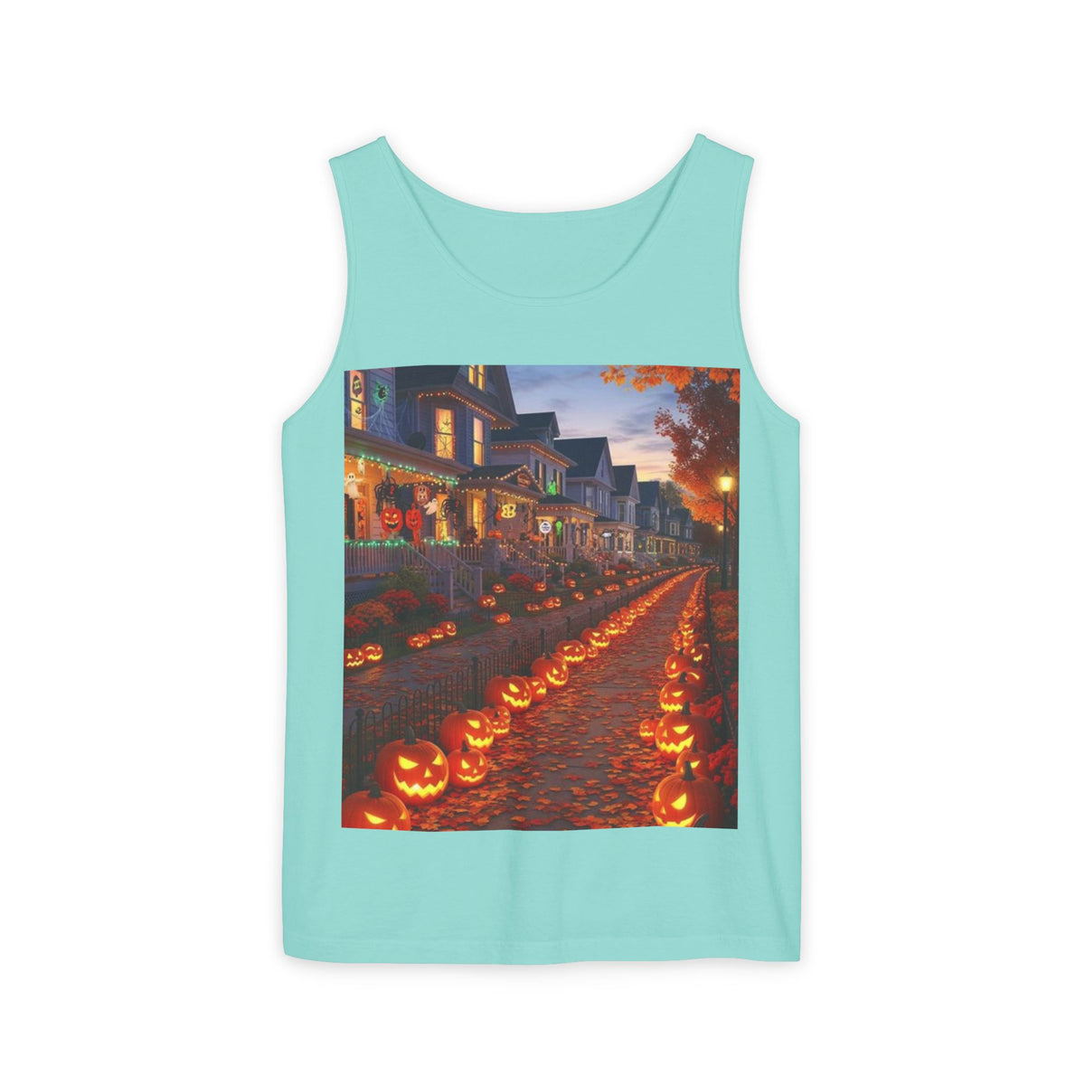 Halloween Pumpkin-Lit Street Tank Top (Woman)