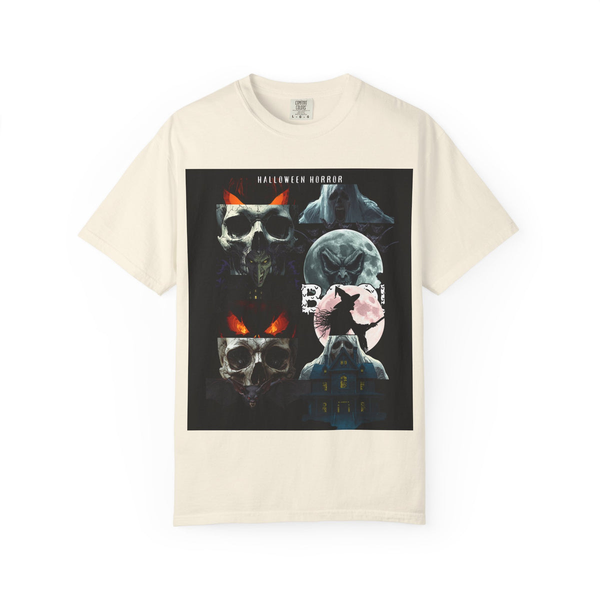 Halloween Horror Skull T-Shirt — Retro Moon & Mask Graphic