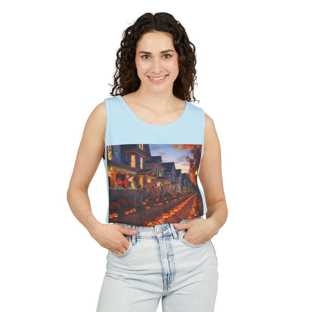 Halloween Pumpkin-Lit Street Tank Top (Woman)