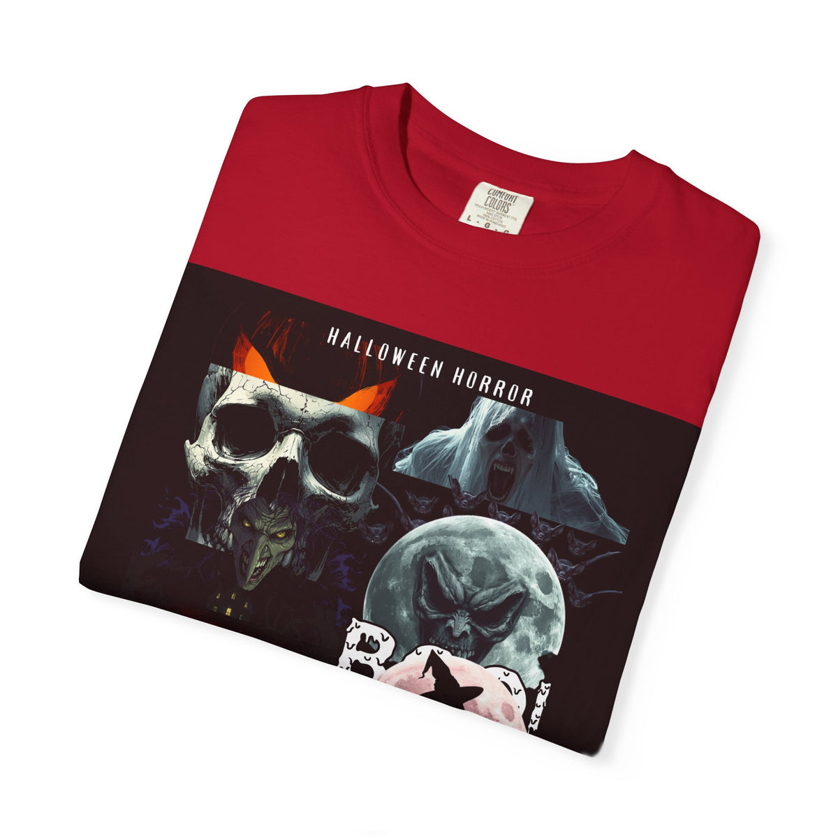 Halloween Horror Skull T-Shirt — Retro Moon & Mask Graphic