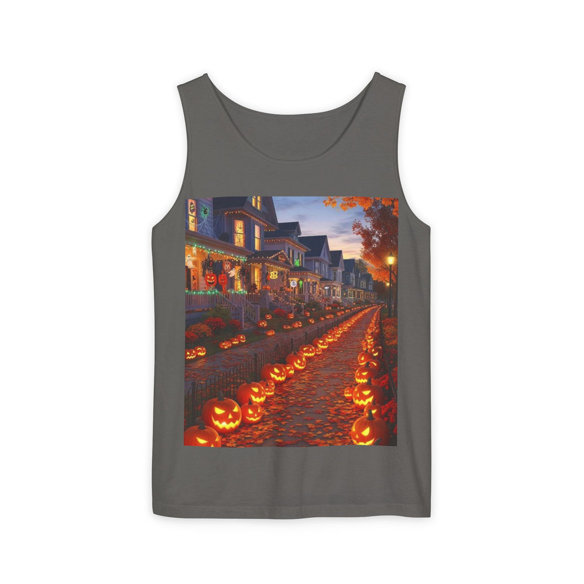Halloween Pumpkin-Lit Street Tank Top (Woman)