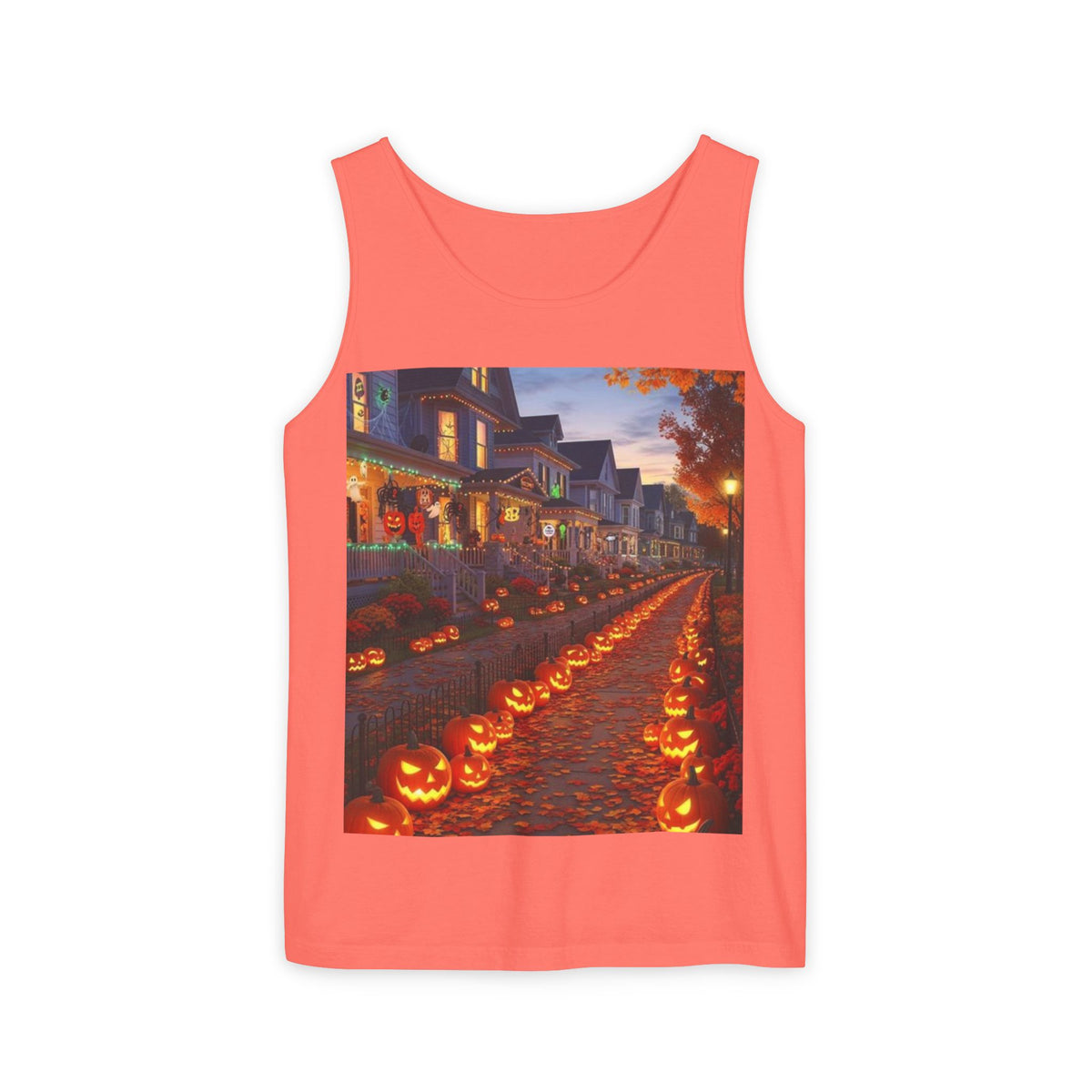 Halloween Pumpkin-Lit Street Tank Top (Woman)