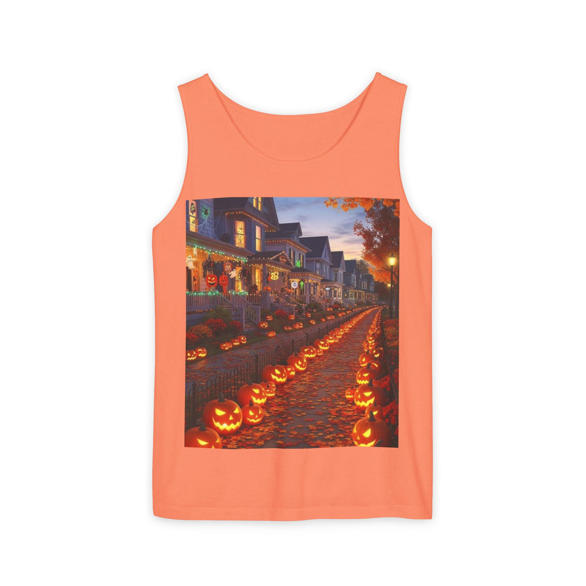 Halloween Pumpkin-Lit Street Tank Top (Woman)
