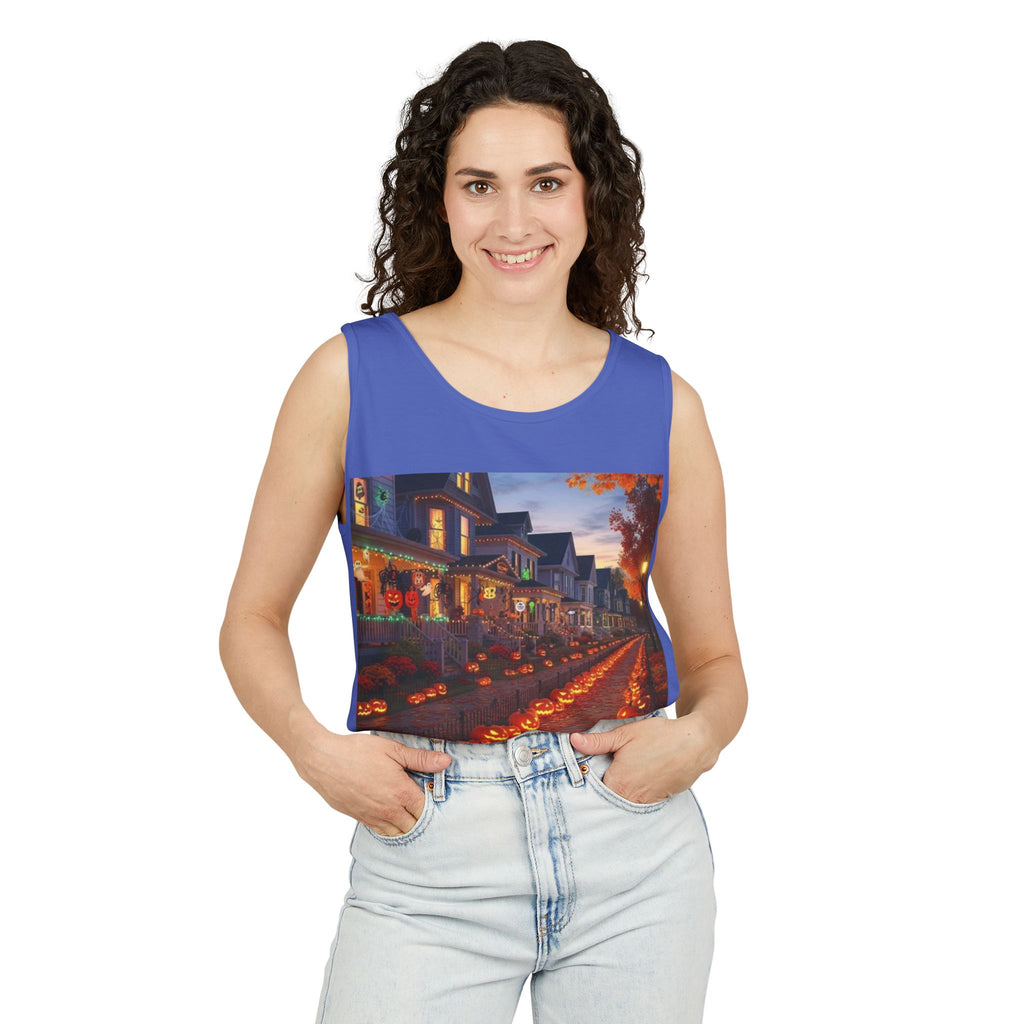 Halloween Pumpkin-Lit Street Tank Top (Woman)