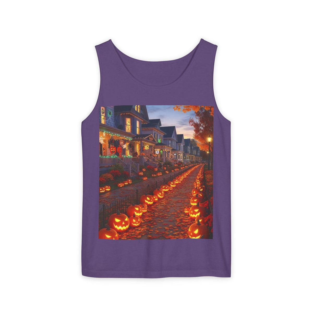 Halloween Pumpkin-Lit Street Tank Top (Woman)