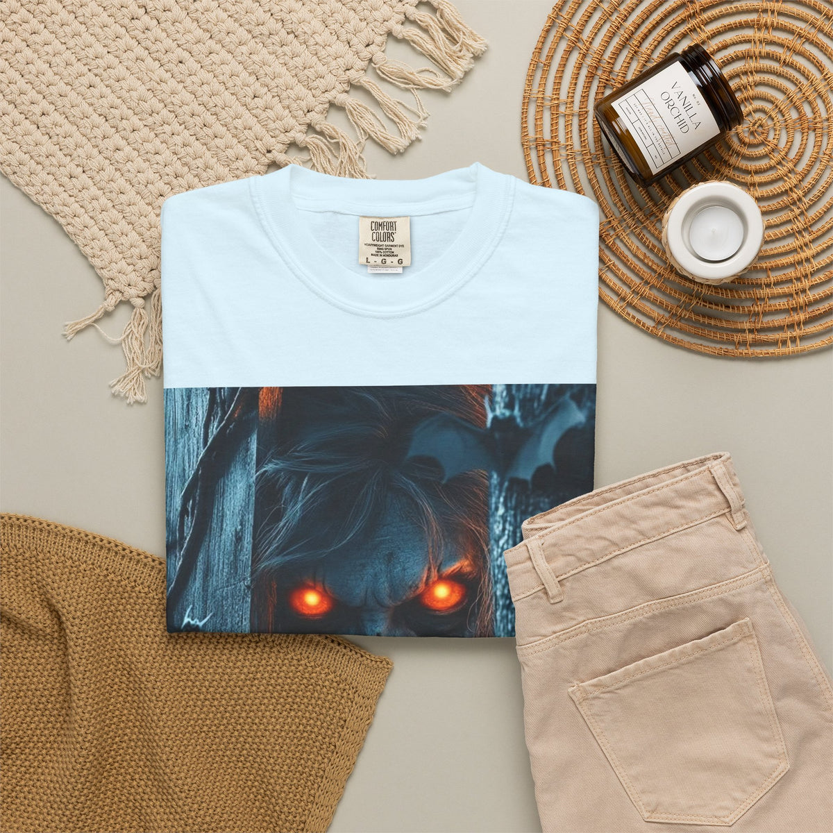 Halloween Werewolf Pumpkin Graphic T-Shirt (Man)