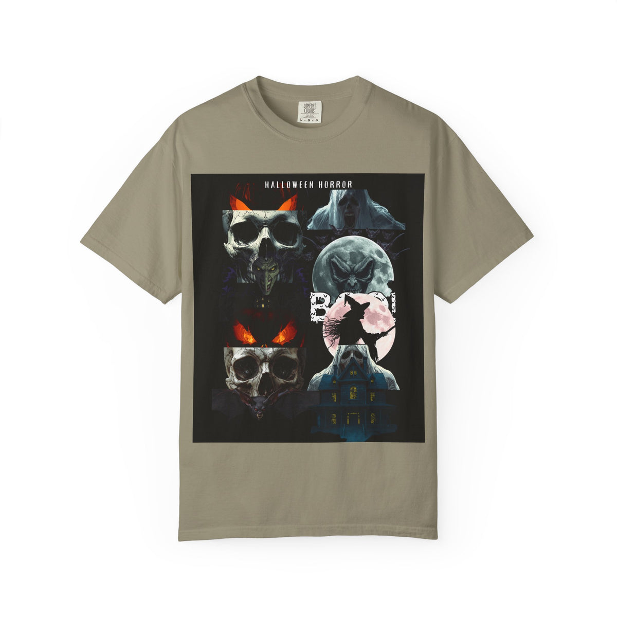 Halloween Horror Skull T-Shirt — Retro Moon & Mask Graphic