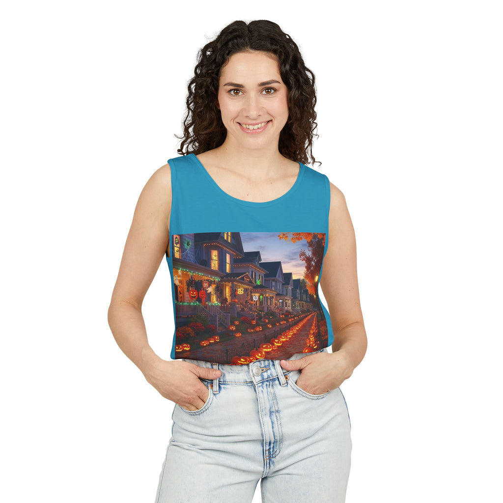Halloween Pumpkin-Lit Street Tank Top (Woman)