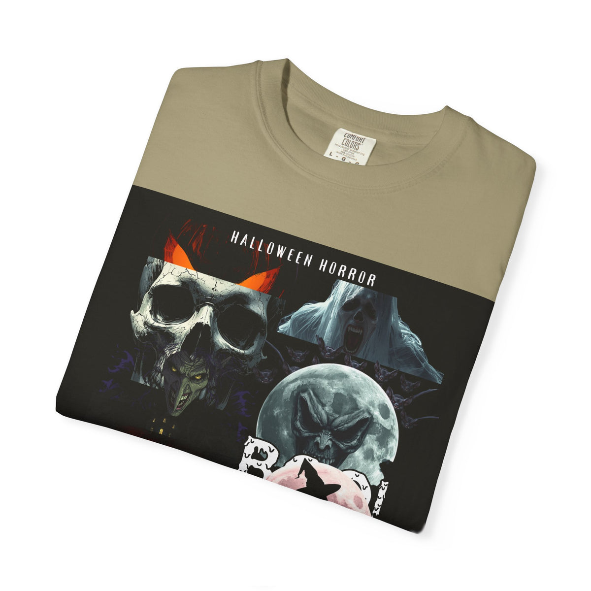 Halloween Horror Skull T-Shirt — Retro Moon & Mask Graphic