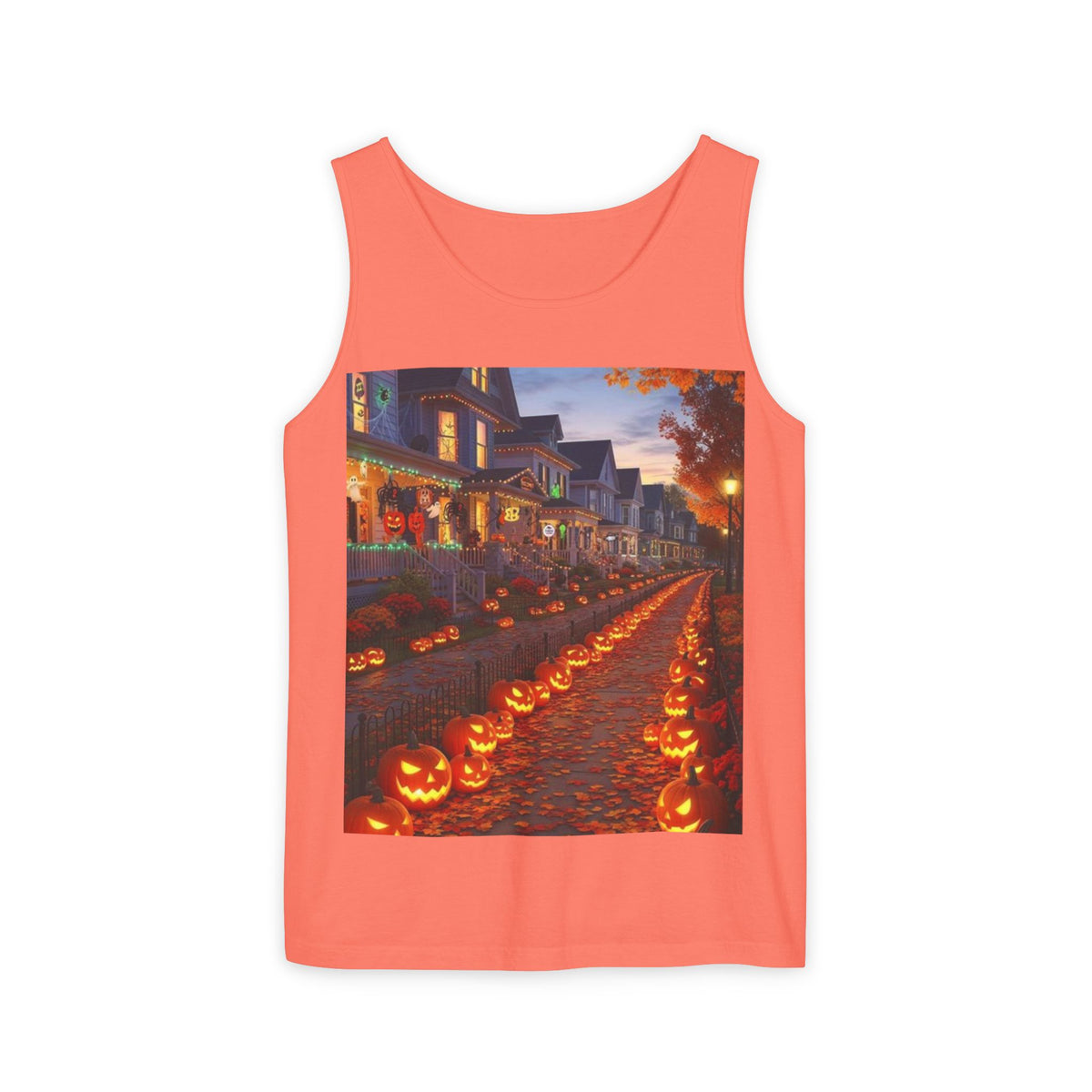 Halloween Pumpkin-Lit Street Tank Top (Woman)