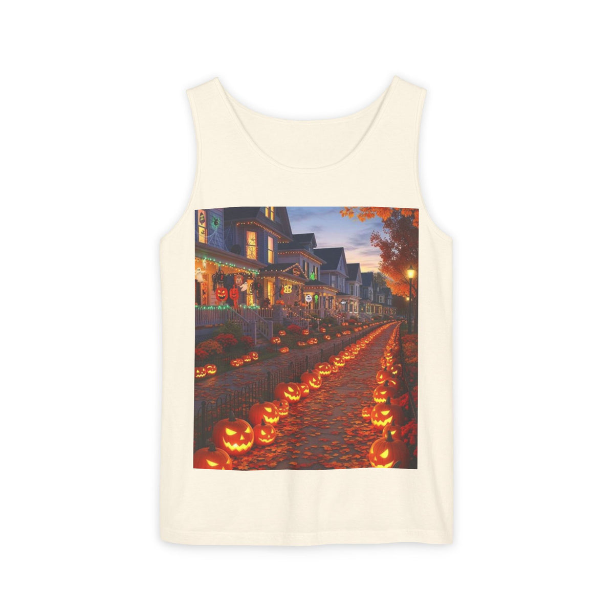 Halloween Pumpkin-Lit Street Tank Top (Woman)