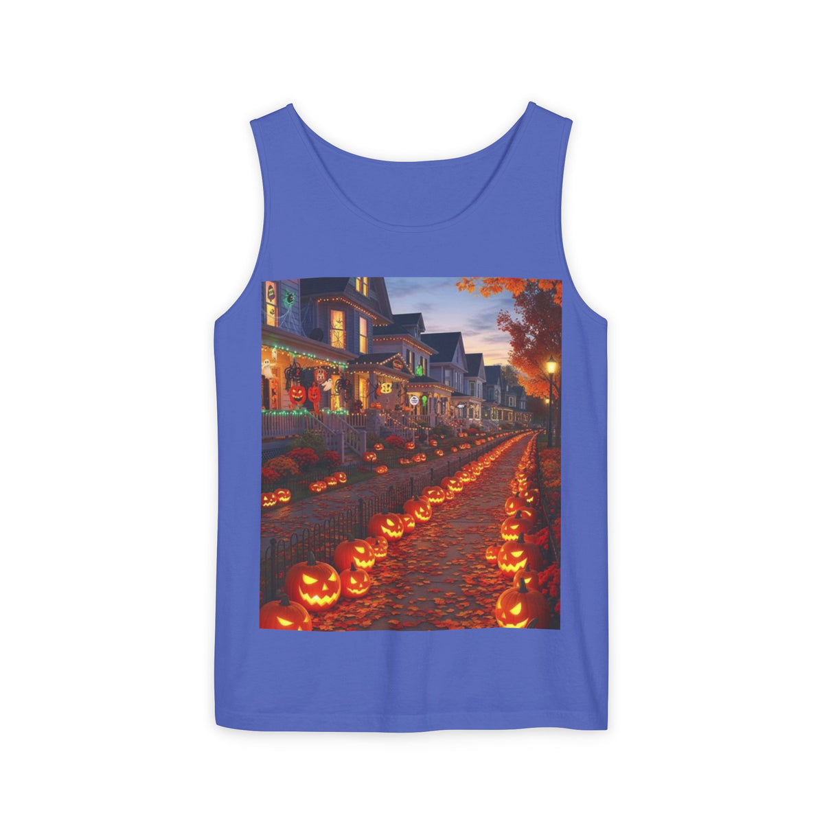 Halloween Pumpkin-Lit Street Tank Top (Woman)