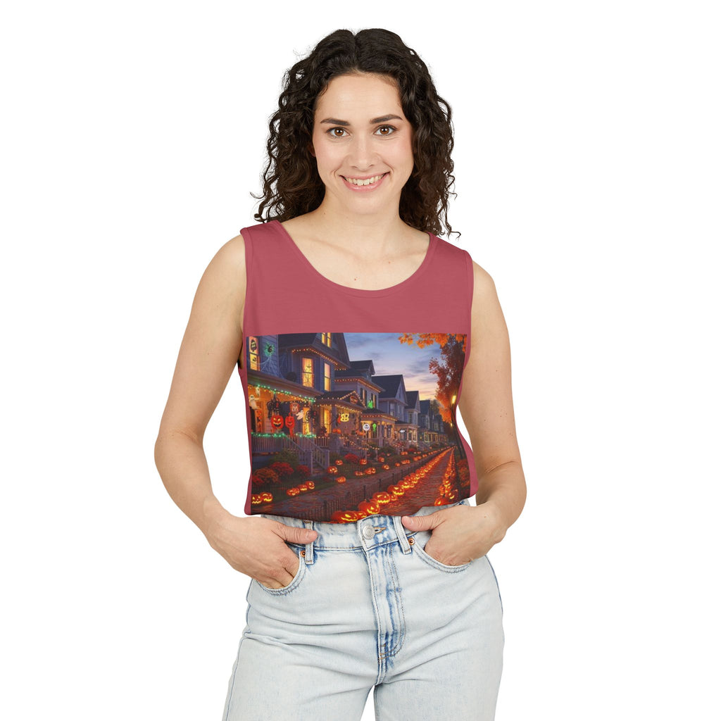 Halloween Pumpkin-Lit Street Tank Top (Woman)