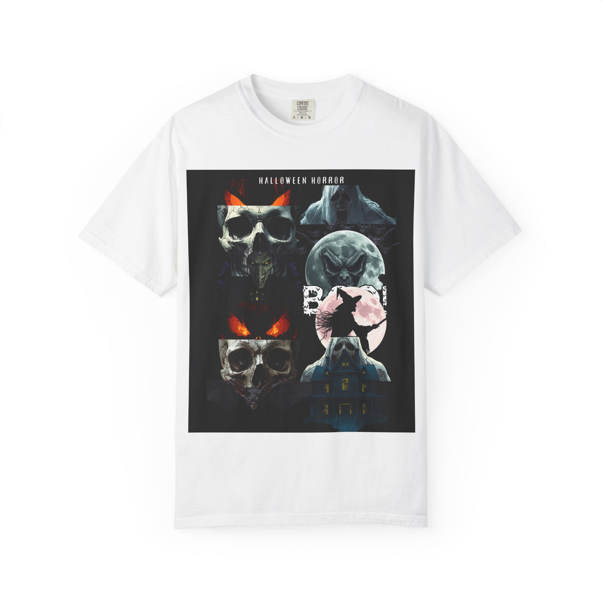 Halloween Horror Skull T-Shirt — Retro Moon & Mask Graphic