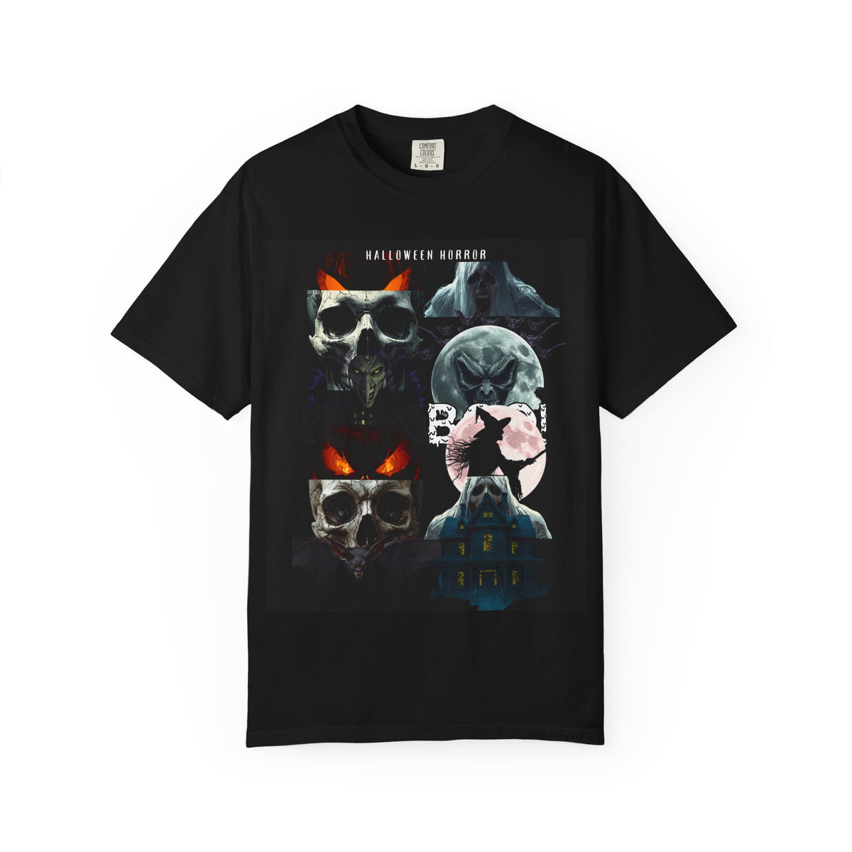 Halloween Horror Skull T-Shirt — Retro Moon & Mask Graphic