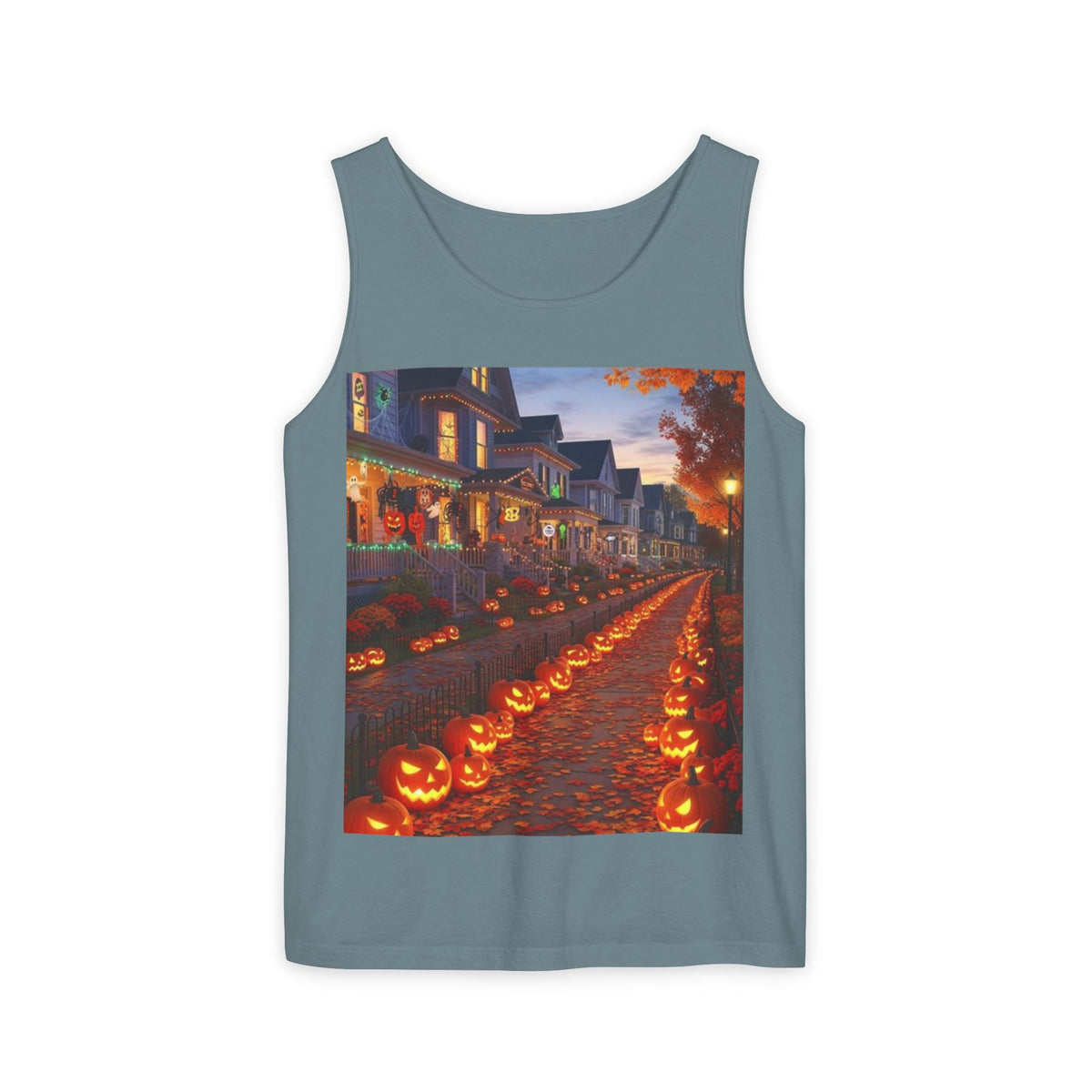 Halloween Pumpkin-Lit Street Tank Top (Woman)