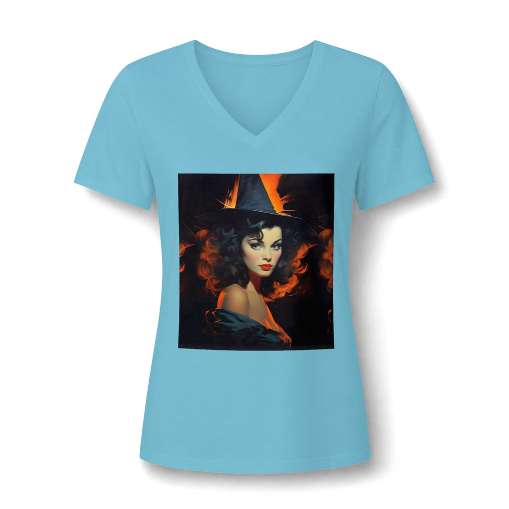 Women's V-Neck Tee – Mystical Halloween Witch Portrait