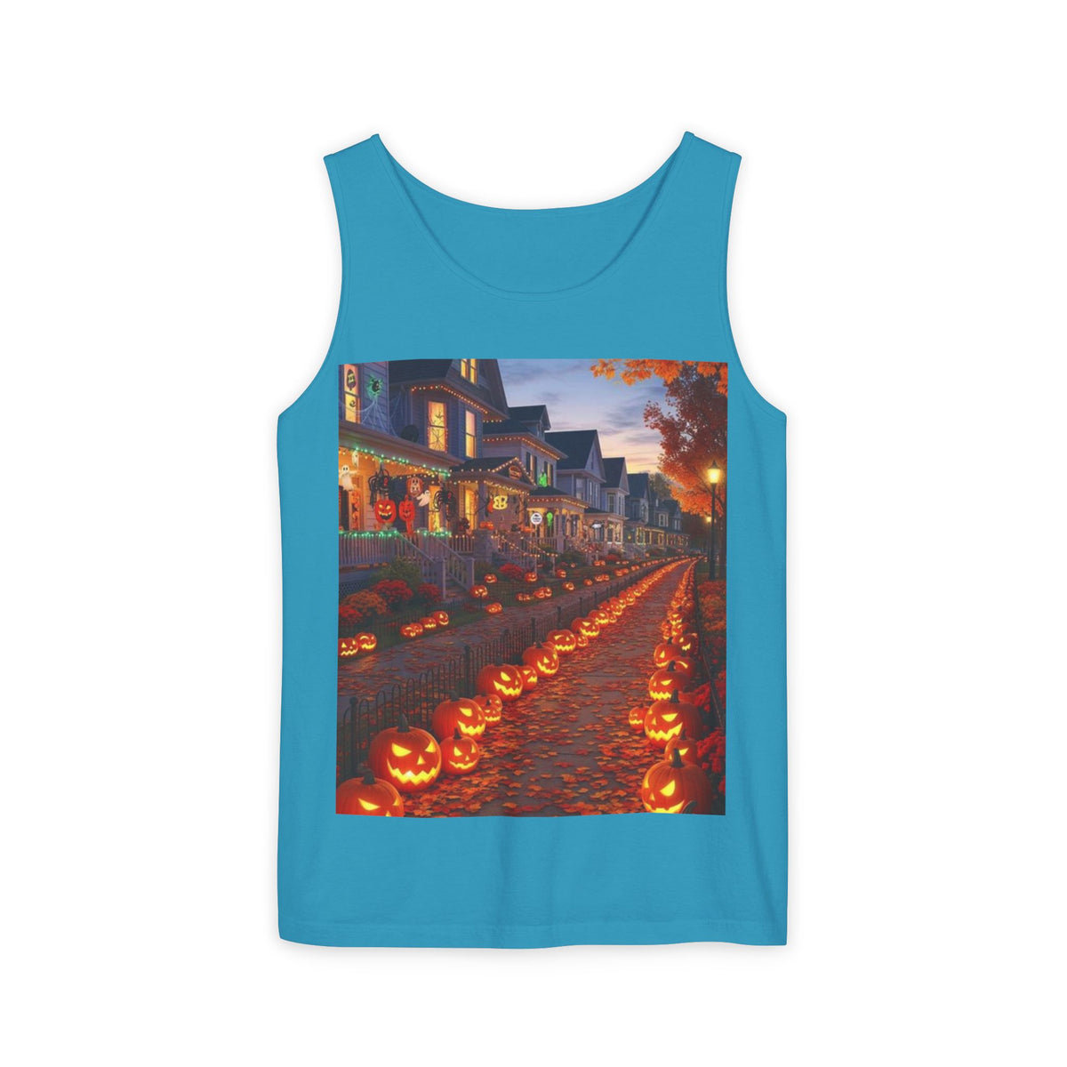 Halloween Pumpkin-Lit Street Tank Top (Woman)