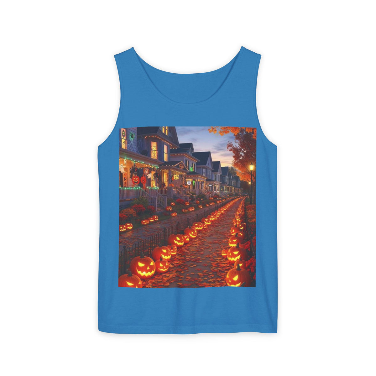 Halloween Pumpkin-Lit Street Tank Top (Woman)